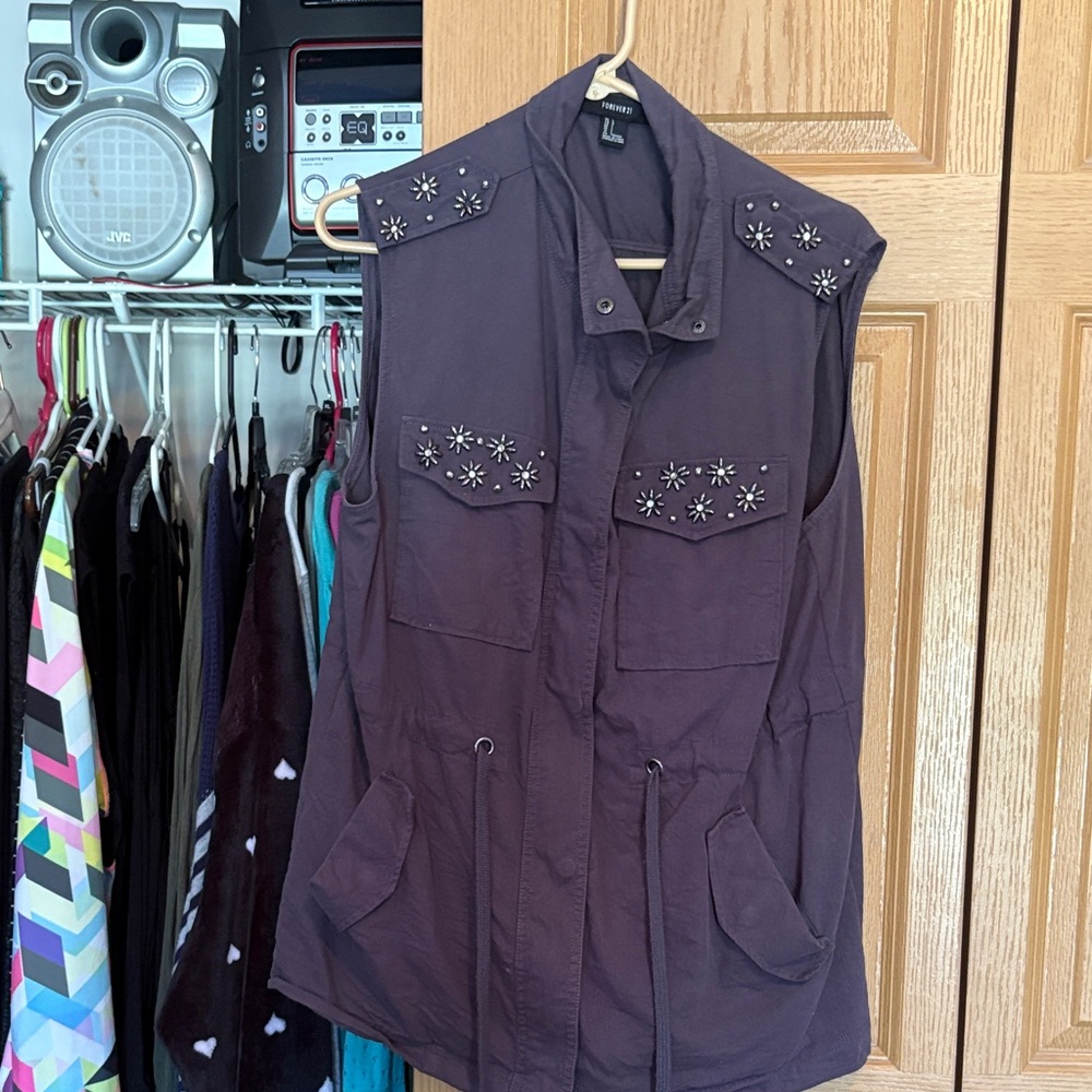 Forever 21 Dark Purple Embellished Vest
